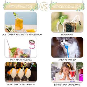 Straw Cover Kid Reusable Drinking Straw Lids Stanley Cup Straw Accessories Splash Straw Protector Portable Straw Toppers Dust Straw Caps Decoration (9Pcs) (GJT05)