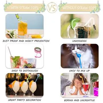 Straw Cover Kid Reusable Drinking Straw Lids Stanley Cup Straw Accessories Splash Straw Protector Portable Straw Toppers Dust Straw Caps Decoration (9Pcs) (GJT05)