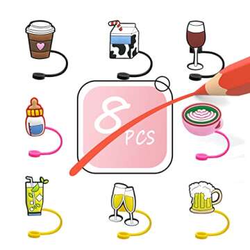 Straw Cover Kid Reusable Drinking Straw Lids Stanley Cup Straw Accessories Splash Straw Protector Portable Straw Toppers Dust Straw Caps Decoration (9Pcs) (GJT05)