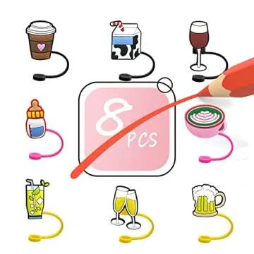 Straw Cover Kid Reusable Drinking Straw Lids Stanley Cup Straw Accessories Splash Straw Protector Portable Straw Toppers Dust Straw Caps Decoration (9Pcs) (GJT05)