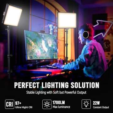2-Pack Photography Lighting Kit, NiceVeedi 22W LED Video Light Kit, 2900-7000K Studio Light with Tri...