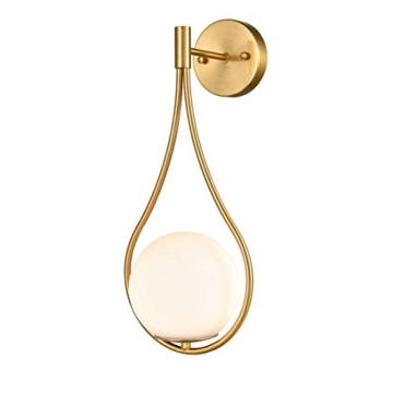 HOLKIRT Mid-Century Globe Wall Sconce Lamp - Modern Vanity Fixture in Brass Finish