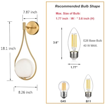 HOLKIRT Mid-Century Globe Wall Sconce for Elegant Lighting