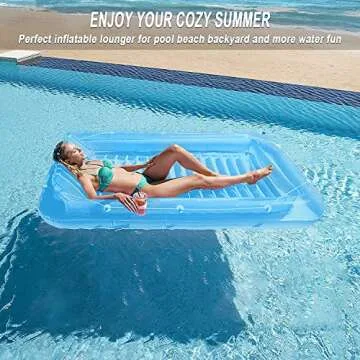 Inflatable Pool Floats Boat for Adults, Blow Up Tanning Pool Raft Sun Tan Tub with Inflatable Pillow for Family Outdoor, Garden, Backyard Summer Water Party (14+ Year Old) (Small,Blue)