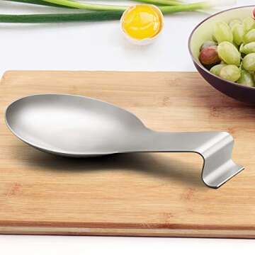 LIANYU Stainless Steel Spoon Rest, Spatula Ladle Holder, Heavy Duty, Dishwasher Safe