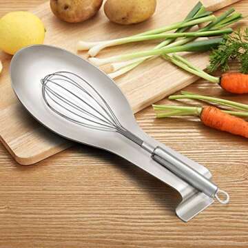 LIANYU Stainless Steel Spoon Rest, Spatula Ladle Holder, Heavy Duty, Dishwasher Safe