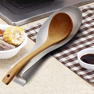 LIANYU Stainless Steel Spoon Rest, Spatula Ladle Holder, Heavy Duty, Dishwasher Safe