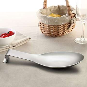LIANYU Stainless Steel Spoon Rest, Spatula Ladle Holder, Heavy Duty, Dishwasher Safe