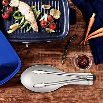 LIANYU Stainless Steel Spoon Rest, Spatula Ladle Holder, Heavy Duty, Dishwasher Safe