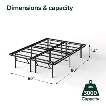 ZINUS SmartBase Heavy Duty Mattress Foundation - Queen Size Metal Bed Frame with Underbed Storage