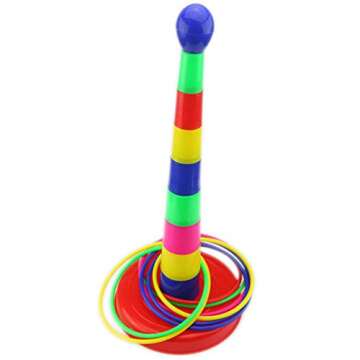Ogrmar 18" Colorful Plastic Sport Ring Toss Game Set for Kids