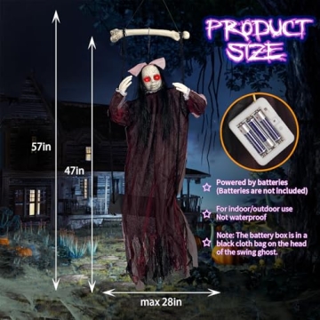 Voice Activated Hanging Swing Ghost for Spooky Decor