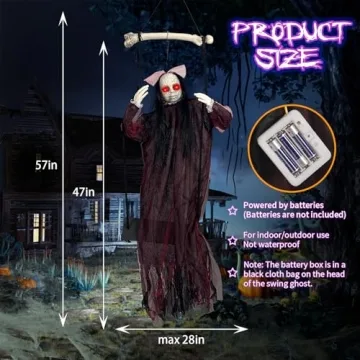 Voice Activated Hanging Swing Ghost for Spooky Decor