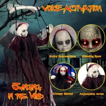 Voice Activated Hanging Swing Ghost for Spooky Decor
