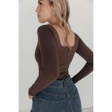 Stylish Almere Basics Long Sleeve Bodysuit for Women