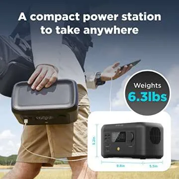EF ECOFLOW Portable Power Station River Mini, 210Wh Backup Lithium Battery, Fast Charging, 110V/300W AC Outlets, DC and USB Ports, Solar Generator for Outdoor Camping Travel Hunting Emergency