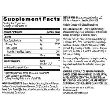 Amazon Brand - Solimo Prebiotic & Probiotic Gummies, 2 Billion CFU, Blue Raspberry, 50 Count (2 per Serving)