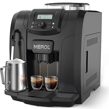 MEROL 19 Bar Fully Automatic Espresso Machine with Built-in Grinder & Milk Frother