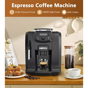 MEROL 19 Bar Automatic Espresso Machine with Grinder & Frother