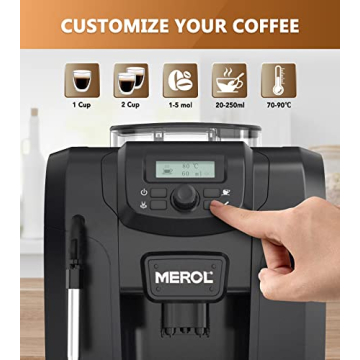 MEROL 19 Bar Automatic Espresso Machine with Grinder & Frother