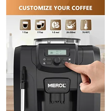 MEROL 19 Bar Automatic Espresso Machine with Grinder & Frother