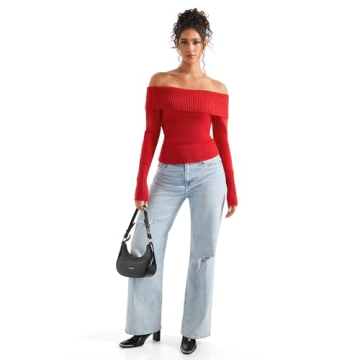 Stylish SUUKSESS Off Shoulder Long Sleeve Sweater