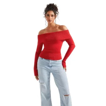 Stylish SUUKSESS Off Shoulder Long Sleeve Sweater