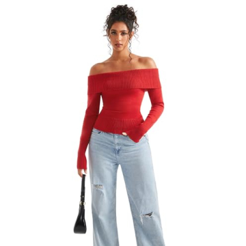 Stylish SUUKSESS Off Shoulder Long Sleeve Sweater