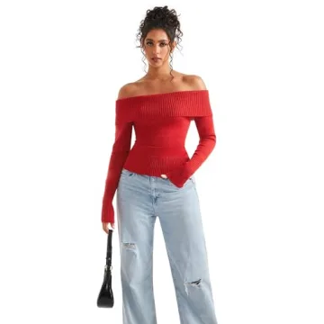 Stylish SUUKSESS Off Shoulder Long Sleeve Sweater