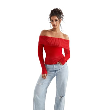 Stylish SUUKSESS Off Shoulder Long Sleeve Sweater
