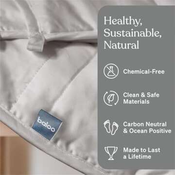 Baloo Weighted Blanket for Adults 12 lb Throw (Silver Sage, 42"x72") | Cooling & 100% Cotton | Machine Washable & Dryer Safe | Glass Microbead Fill