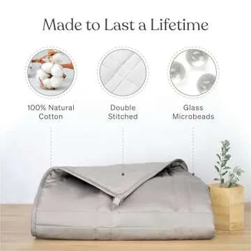 Baloo Weighted Blanket for Adults 12 lb Throw (Silver Sage, 42"x72") | Cooling & 100% Cotton | Machine Washable & Dryer Safe | Glass Microbead Fill