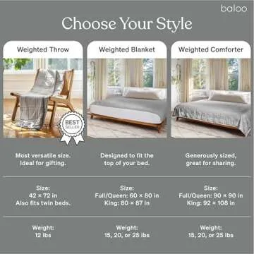 Baloo Weighted Blanket for Adults 12 lb Throw (Silver Sage, 42"x72") | Cooling & 100% Cotton | Machine Washable & Dryer Safe | Glass Microbead Fill