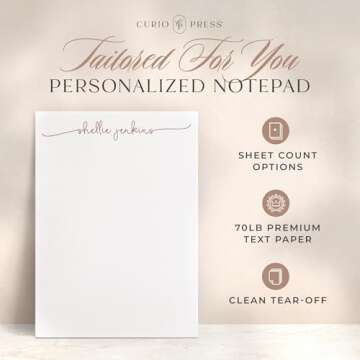 Curio Press Personalized Stationery Notepads - Custom Notepad with Name in All Lowercase