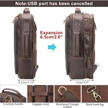 Masa Kawa Leather Laptop Backpack & Briefcase