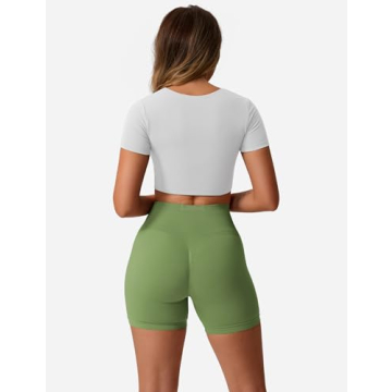 QOQ Women's High Waist Butt Lifting Workout Shorts