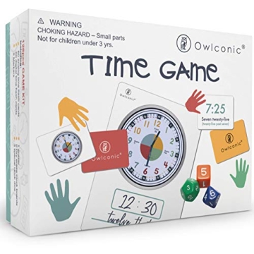 OWLCONIC Learning Time Game - 128 Piece Teaching Aid for Kids to Master Time