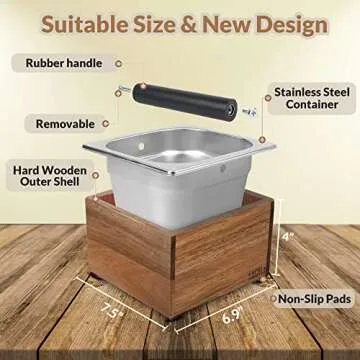 Large Capacity Non-Slip Knock Box for Espresso Grounds