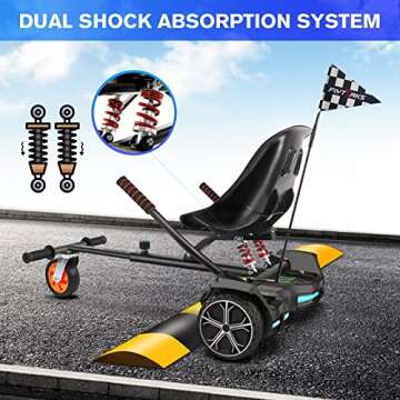 Flytraks K2 Hoverboard Go Kart with Rear Shock Absorption, Hoverboard Seat Attachment Accessory for ...
