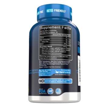 Herbtonics Keto Apple Cider Vinegar Gummies | Digestion & Detox | GLP-1 Support | Sugar Free BHB Advanced Formula for Keto Support - Raw ACV with The Mother - 60 Vegan ACV Gummies