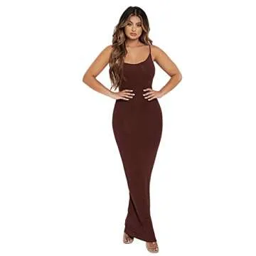 Verdusa Women's Sleeveless Long Bodycon Maxi Tank Scoop Neck Casual Pencil Dress Coffee Brown M