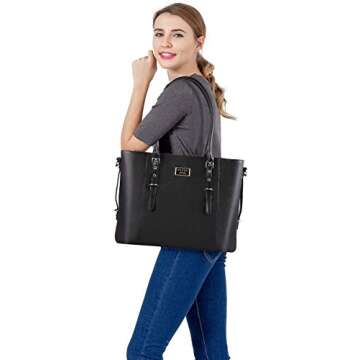 Chic MOSISO PU Leather Laptop Tote Bag for Women