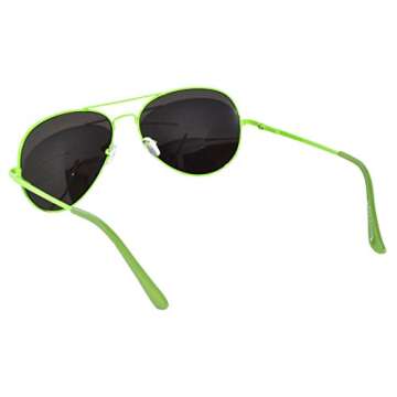 Classic Aviator Sunglasses Neon Green Metale Frame with Spring Hinge Blue Mirror Lens