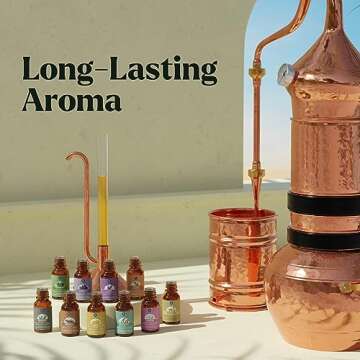 Essential Oils Set - 10pc Aromatherapy Oil in Portable Bag - Diffusers, Humidifiers, Yoga Room, Massages, Candle Making, Soaps - Peppermint, Tea Tree, Lavender, Eucalyptus, Lemongrass (10mL)