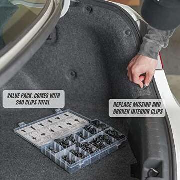 SunplusTrade 240 Pcs Bumper Retainer Clips Car Clips Plastic Rivets Fasteners Push Retainer Kit with...