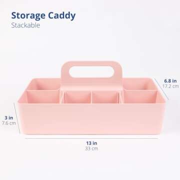 BLUE GINKGO Stackable Organizer Caddy – Korean-Made Portable Tote for Bathroom, Office, Crafts, or...