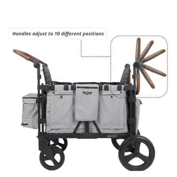 Keenz VYOO Stroller Wagon with Canopy - Foldable Design for Easy Storage, 5 Seating Positions for Kids, Enhanced Child Safety, All-Terrain Mobility, 4-Passangers, Grey