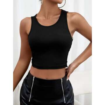 Floerns Women's Crop Tank Top with Heart Ring Detail