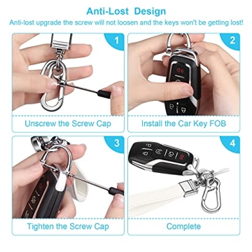 QBUC Leather Car Keychain Durable Stylish Anti-Lost