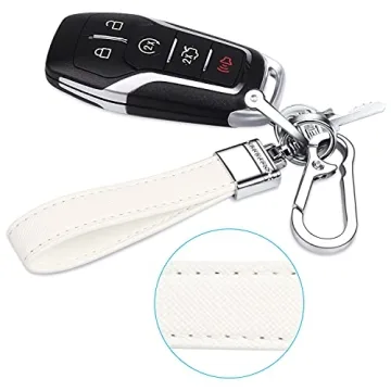 QBUC Leather Car Keychain Durable Stylish Anti-Lost